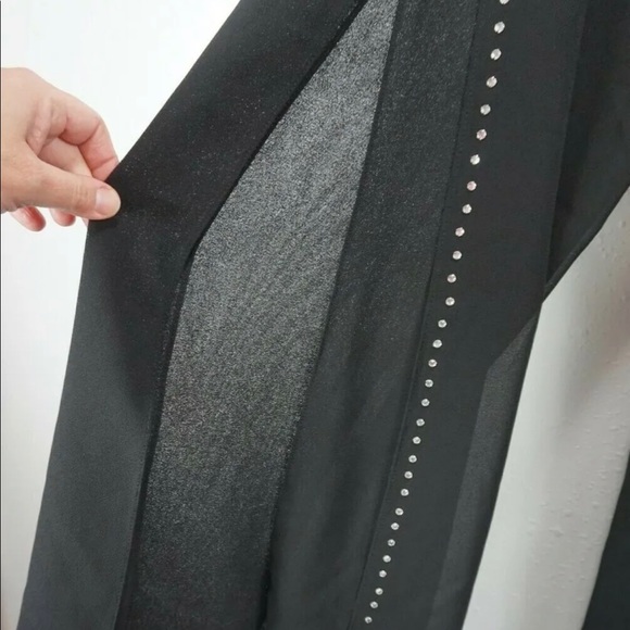 JS Collections Black Rhinestone Stud Formal Wide Leg Palazzo Gaucho Pants Sz 4 - Picture 12 of 15